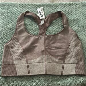 PINK Victoria's Secret Tan Sports Bra with Racerback Design